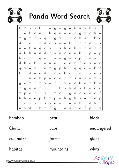 Panda Word Search