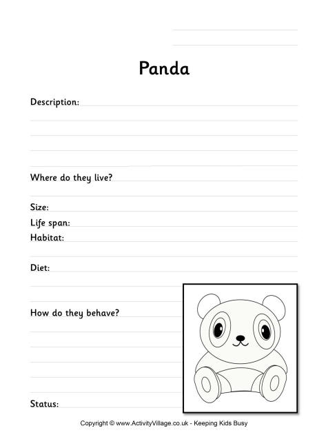 Panda worksheet