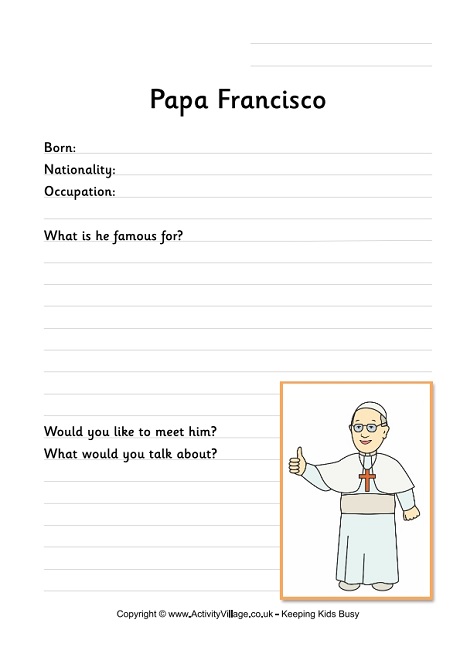 Papa Francisco worksheet