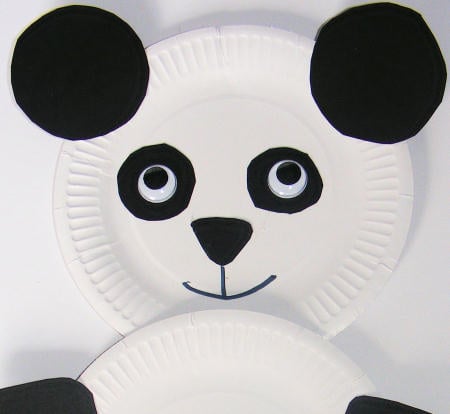 Paper plate panda, close up