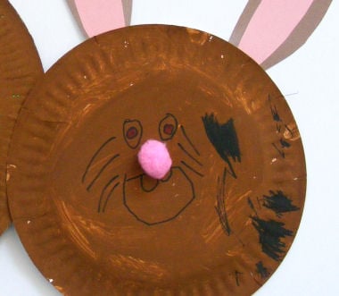 Paper plate rabbit - face painted on by Sam