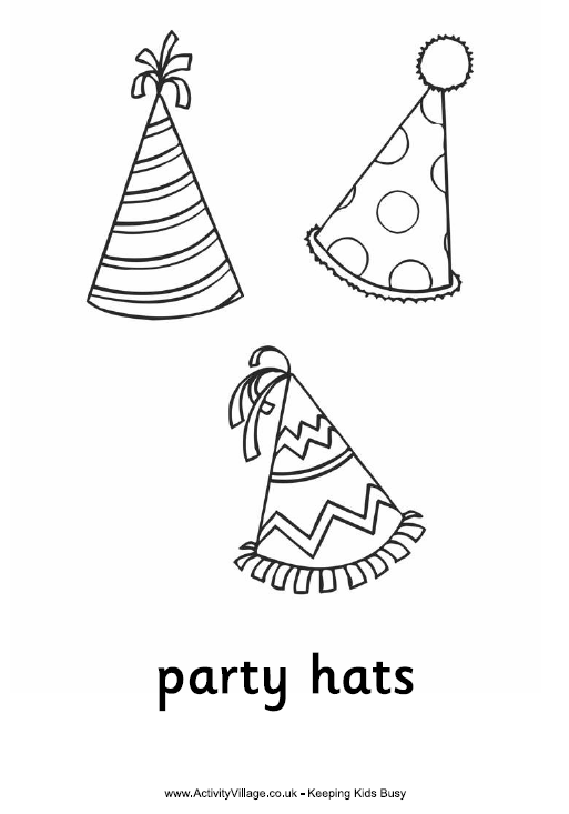 Party Hats Colouring Page