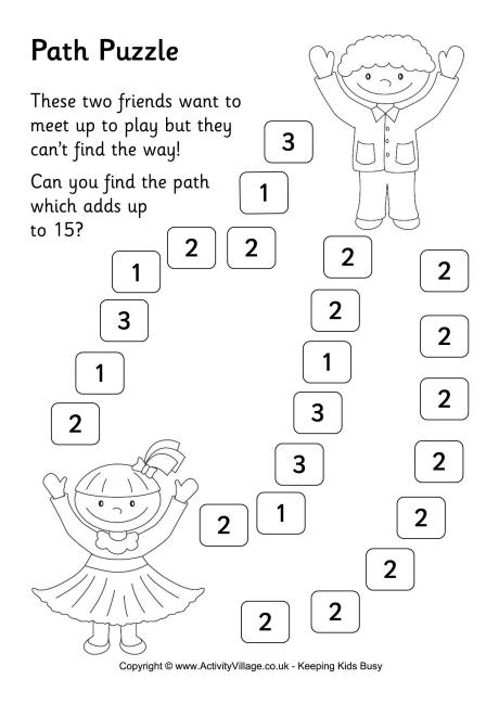 Path puzzle 1 - addition to 15