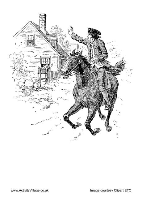 Paul reveres ride colouring page