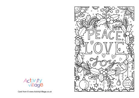 Peace love joy colouring card