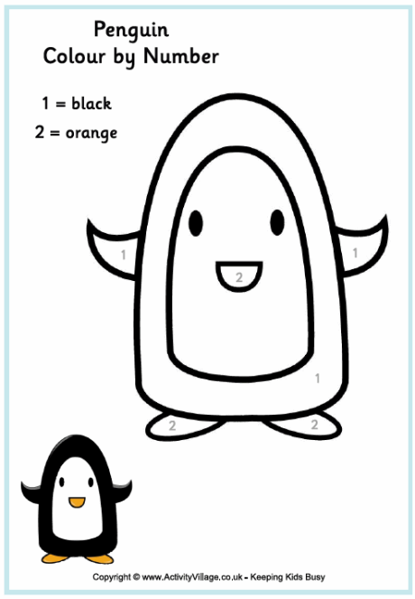 Penguin colour by number