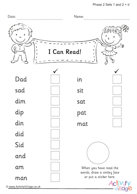 Phase 2 I Can Read worksheets Phase 2 I Can Read worksheets