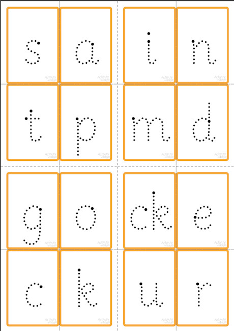 Phase Two letters tracing cards - dotted
