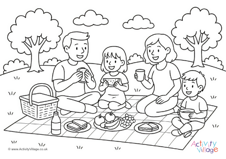 Picnic Colouring Page