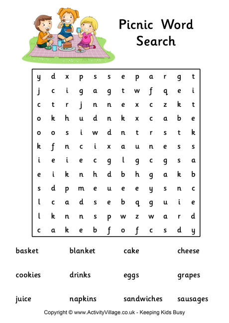 Picnic word search