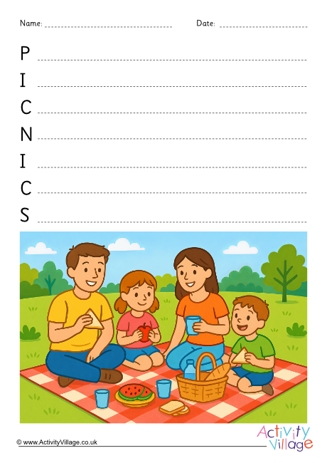 Picnics acrostic poem printable Picnics acrostic poem printable
