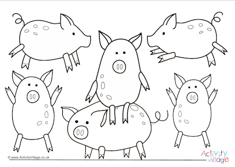 Pigs colouring page