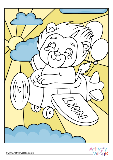 Pilot lion colour pop colouring page