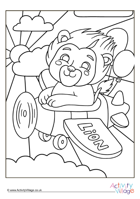 Pilot lion colouring page 2