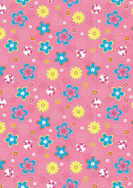 Pink flowers and ladybugs scrapbook paper