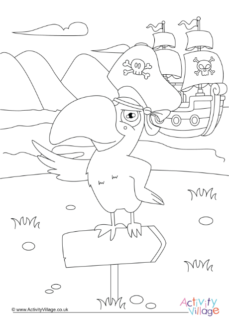 Pirate parrot colouring page