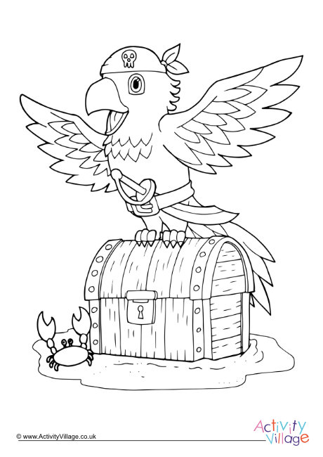 Pirate parrot colouring page