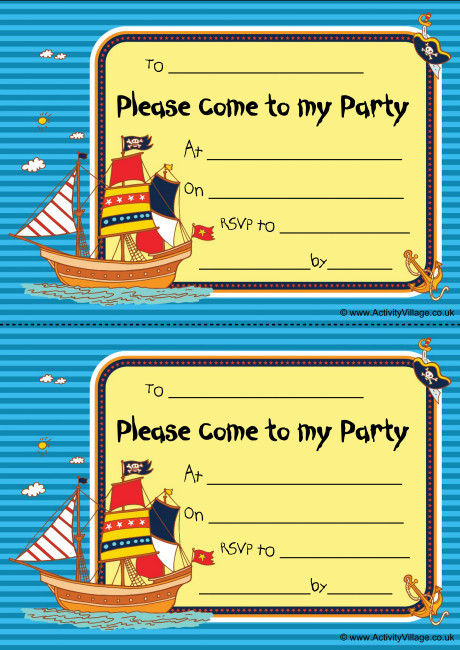 Pirate Party Invitations Pirate Party Invitations