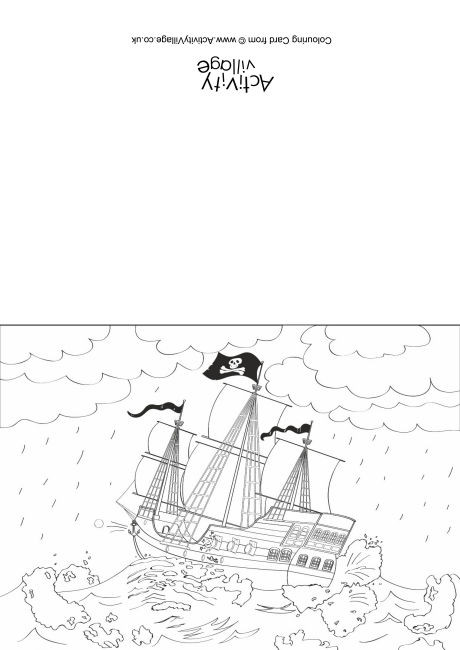 Pirate Ship Colouring Card 2 Pirate Ship Colouring Card 2