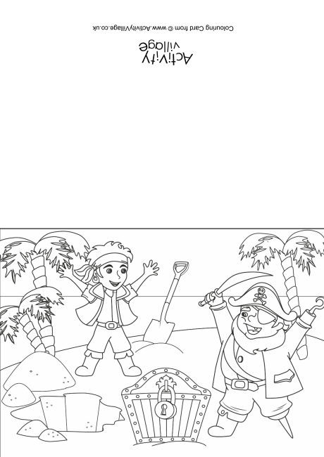 Pirates Scene Colouring Card