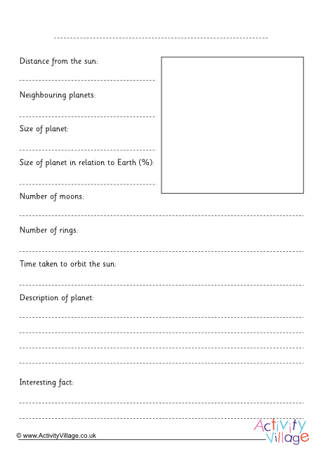 Planet fact file blank