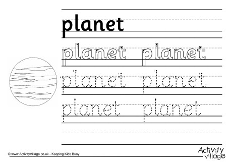 Planet handwriting worksheet