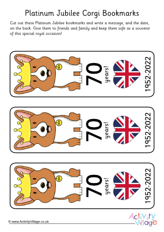 Platinum Jubilee corgi bookmarks