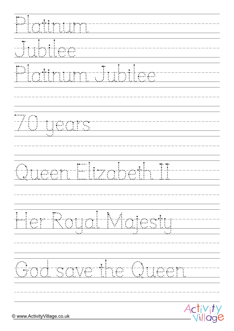 Platinum Jubilee handwriting worksheet 2