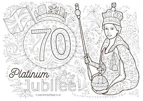 Platinum Jubilee Queen colouring page