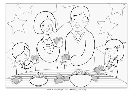 Playing cards colouring page