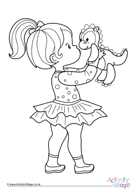 Playing With Dinosaur Toy Colouring Page