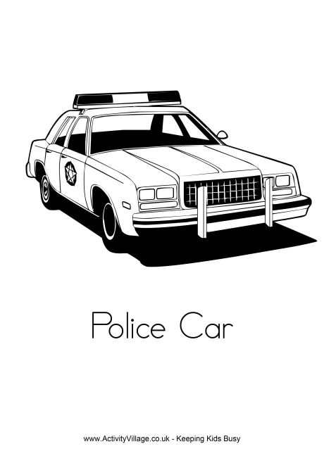 Police car colouring page