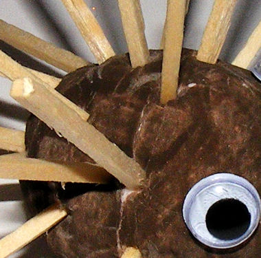 Polystyrene Egg Hedgehog detail