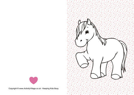 Pony heart colouring card