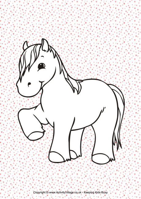 Pony heart colouring page