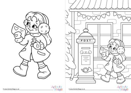 Posting a Valentine colouring page Posting a Valentine colouring page