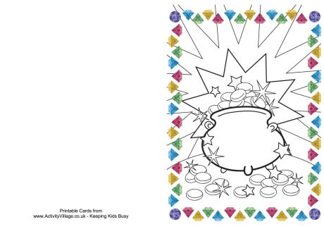 St Patrick's Day colouring cards - pot of gold