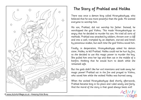 Prahlad and Holika story colouring