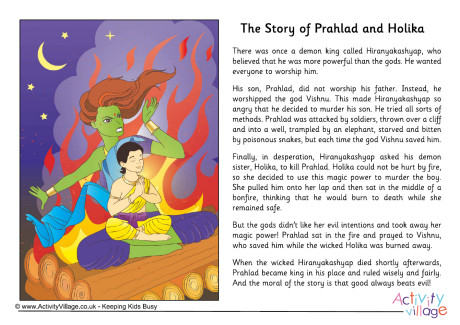 Prahlad and Holika story printable