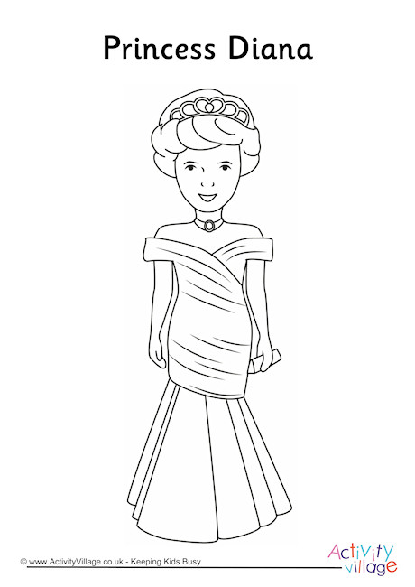 Princess Diana Colouring Page 2