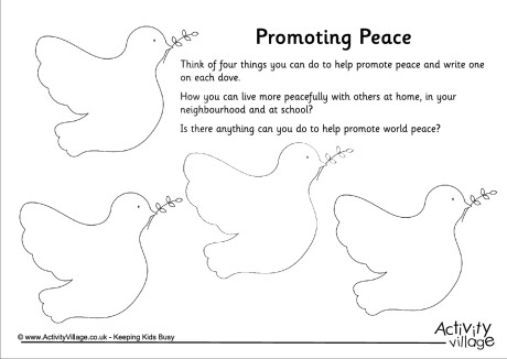 Promoting peace worksheet