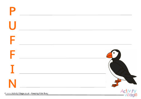 Puffin acrostic poem printable