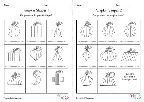 Pumpkin 2D Shapes Fill in the Blanks 3