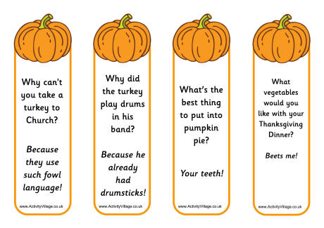 Pumpkin jokes bookmarks