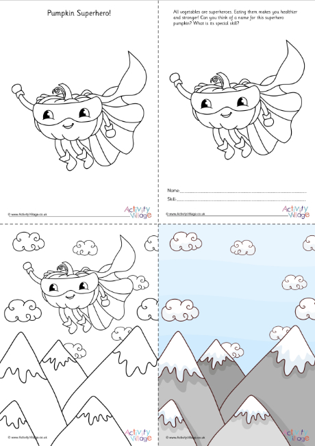 Pumpkin Superhero colouring set