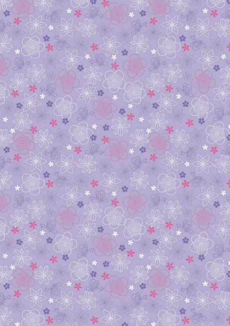 Purple flowers and butterflies scrapbook paper