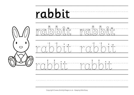 Rabbit handwriting worksheet