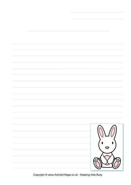 Rabbit writing pages - black and white