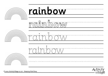 Rainbow handwriting worksheet