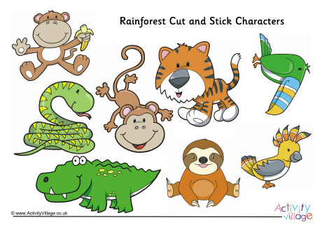 Rainforest Cut and Stick Characters